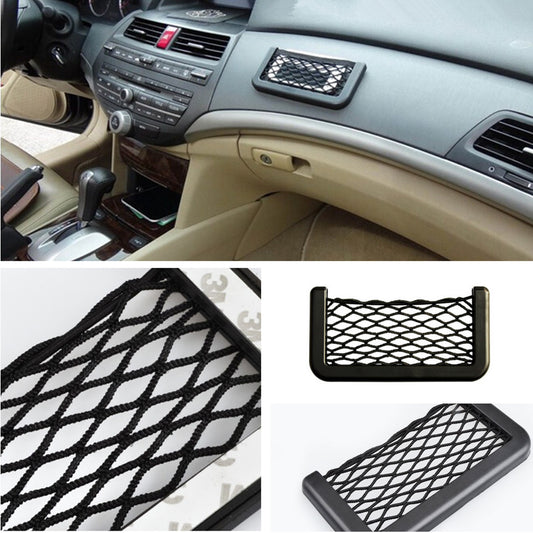 7.5in Car Storage Mesh Resilient String Phone Bag Holder Organizer Phone Holder