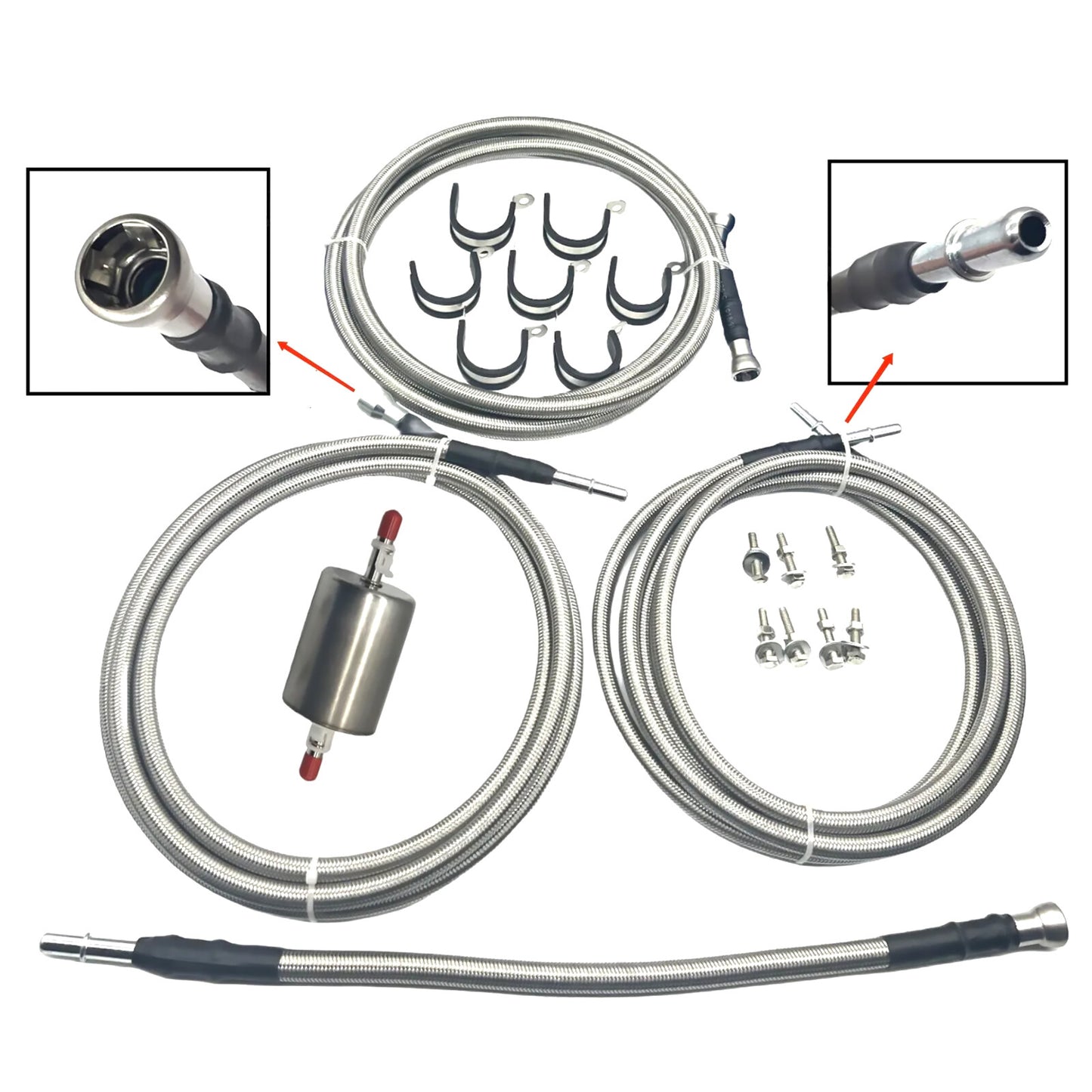 SS Braided Fuel Lines Quick Fix Set for GMC for Chevrolet Gas Flex Ext Cab