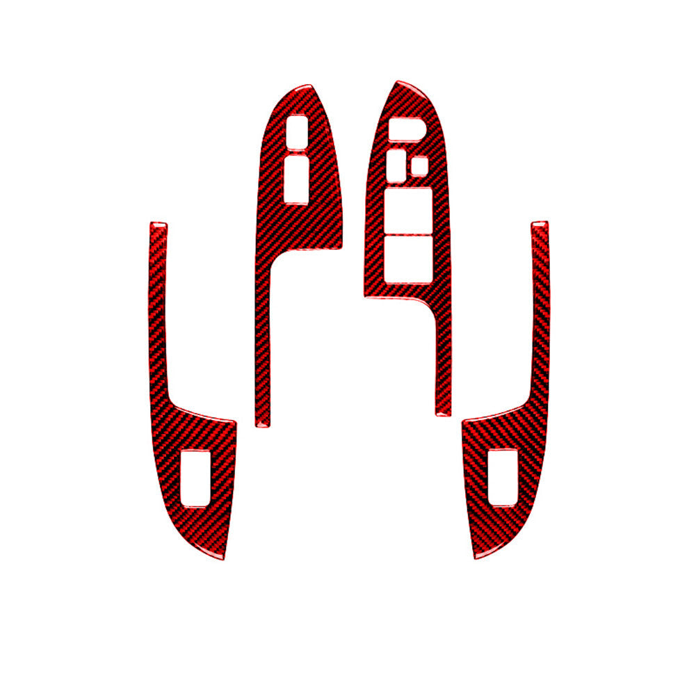 Red Carbon Fiber Window Switch Panel Trim Cover for Honda Accord Sedan 2003-2007