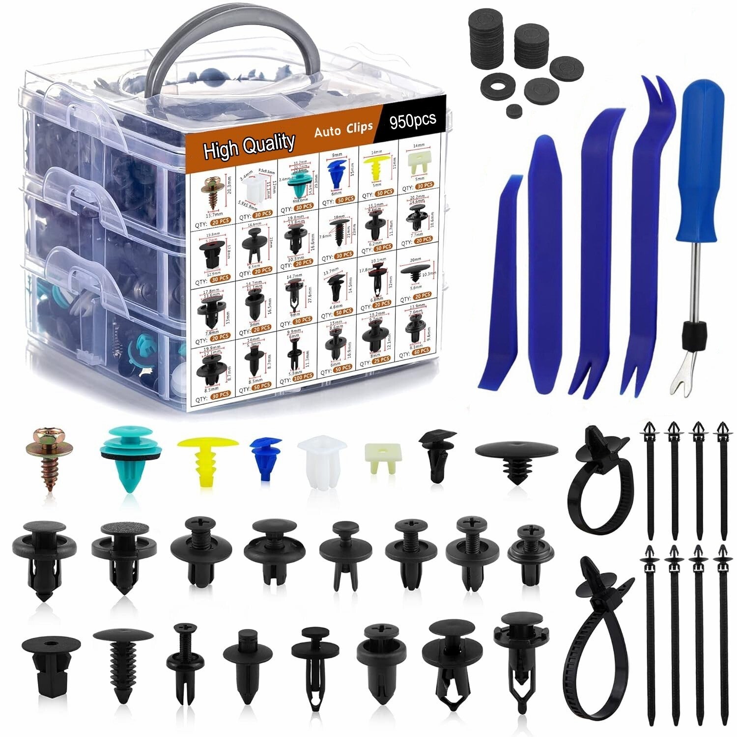 Automotive fastener clips, anti-collision clips, plastic rivets, 950 pieces, automatic fasteners, sales promotion S