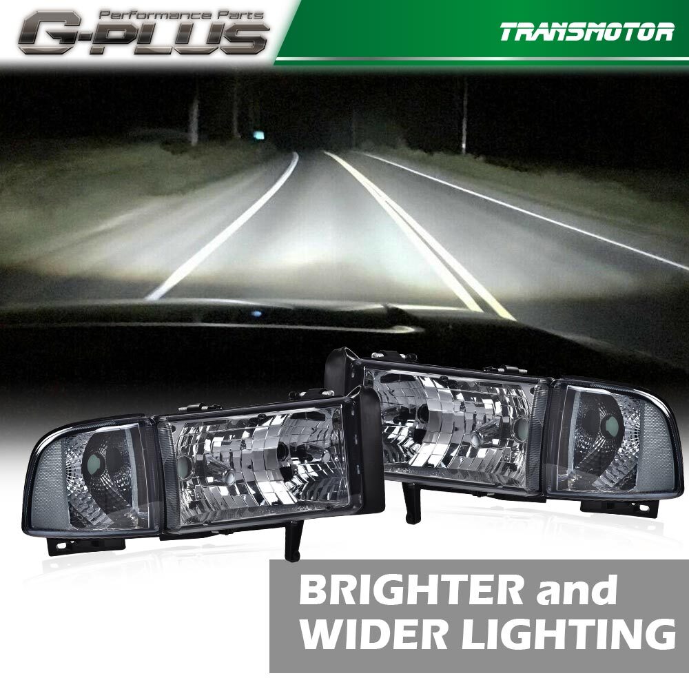 Fit For 1994-2002 for Dodge for Ram 1500 94-02 2500 3500 Headlights Headlamp Pair Chrome