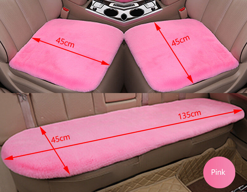 1Pc Car for Seat Cover Front Cushion Plush Soft Comfort Pad Protector Mat Warm Pink