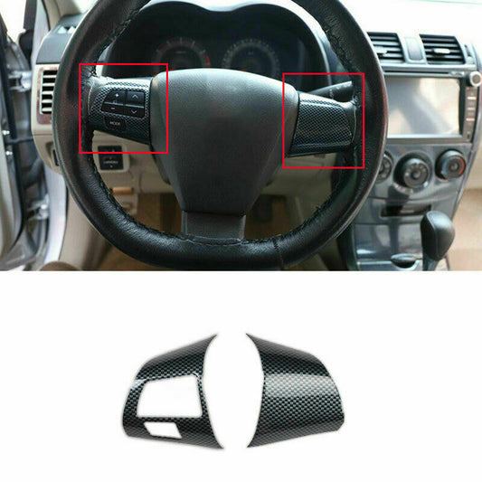 2for Toyota for Corolla 2007-2013 Carbon Fiber ABS Steering Wheel Button Cover Trim