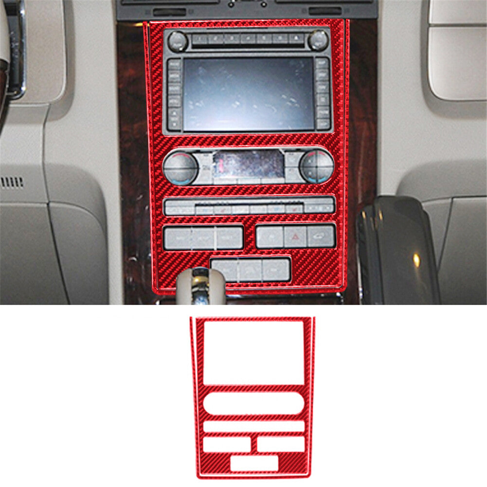 3X Red Carbon Fiber Center Control Trim Cover for Lincoln for Navigator 2007-2014