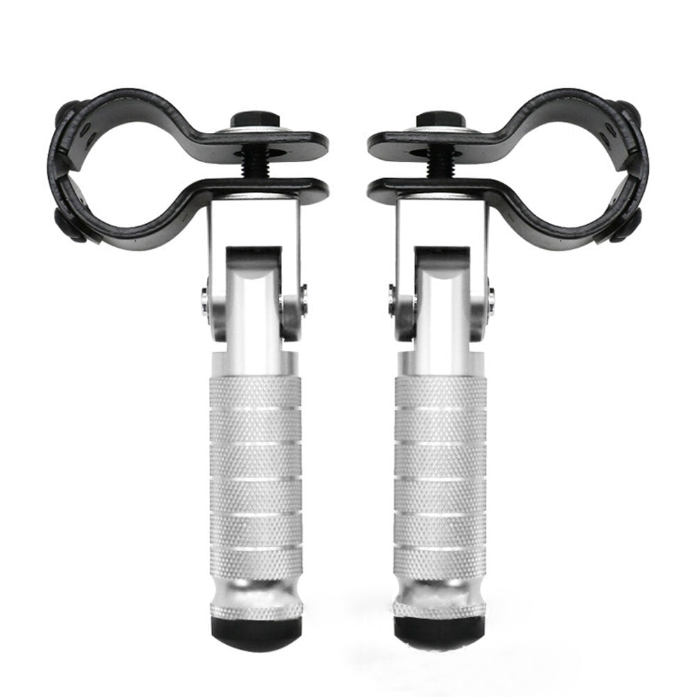 Folding Rearsets Folded Motorbike Footrest Bicycle Foot Pegs Pedal Silver 2 x UK