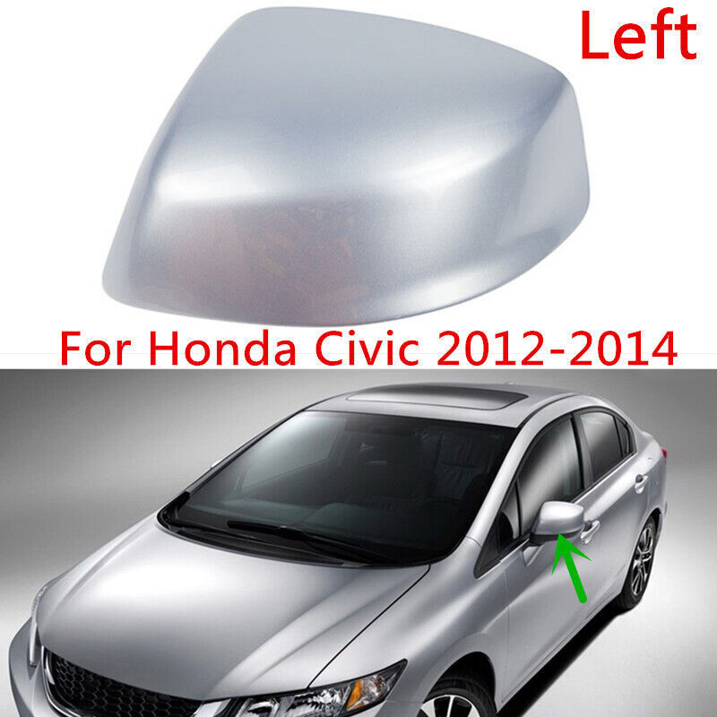Silver Left Mirror Cover Fit for Honda for Civic 2012-2014 Rearview Mirror Shell Cap