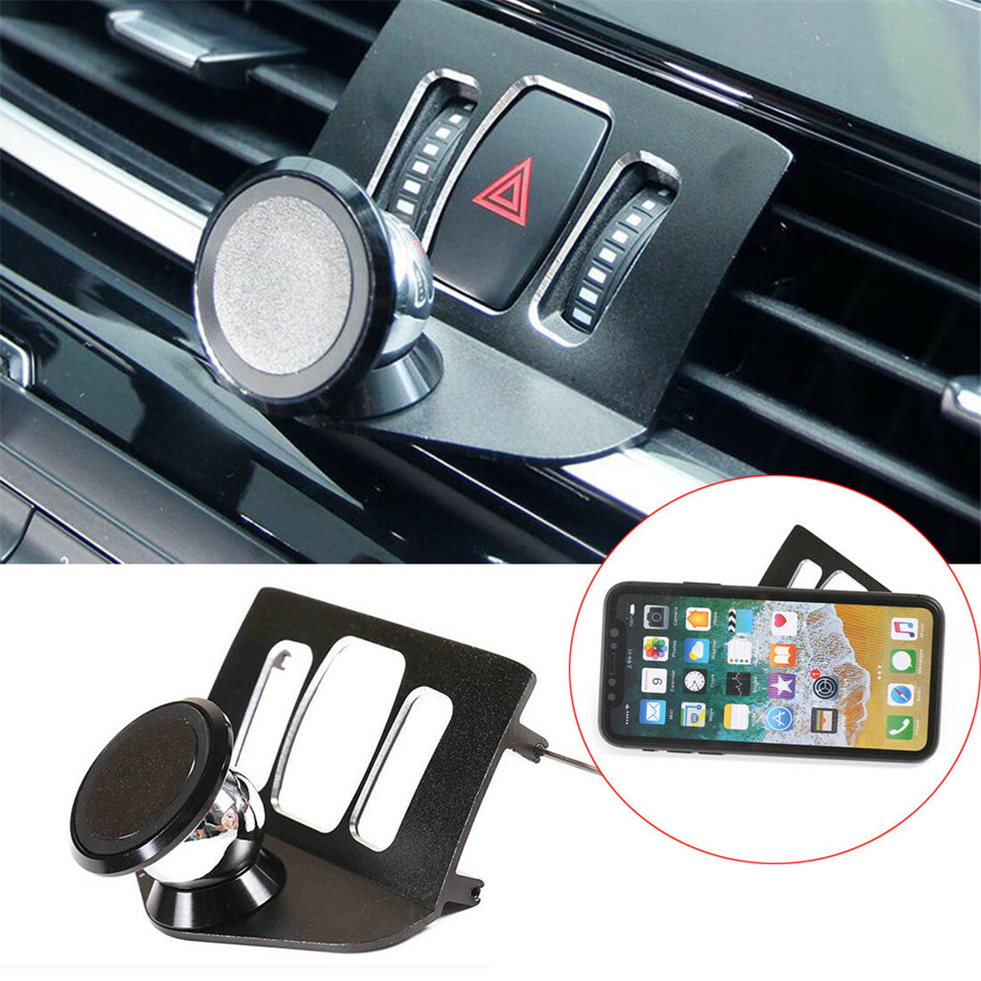 for BMW X1 F48 X2 2016-21 Alloy Black Mobile Phone Bracket Holder Air Vent Stand