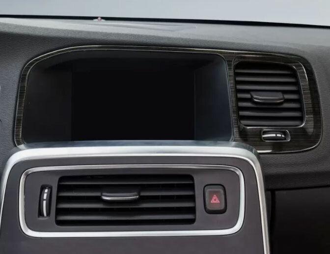 for Volvo S60 2011-2018 Black Titanium GPS Navigation Panel Frame Covers Trim