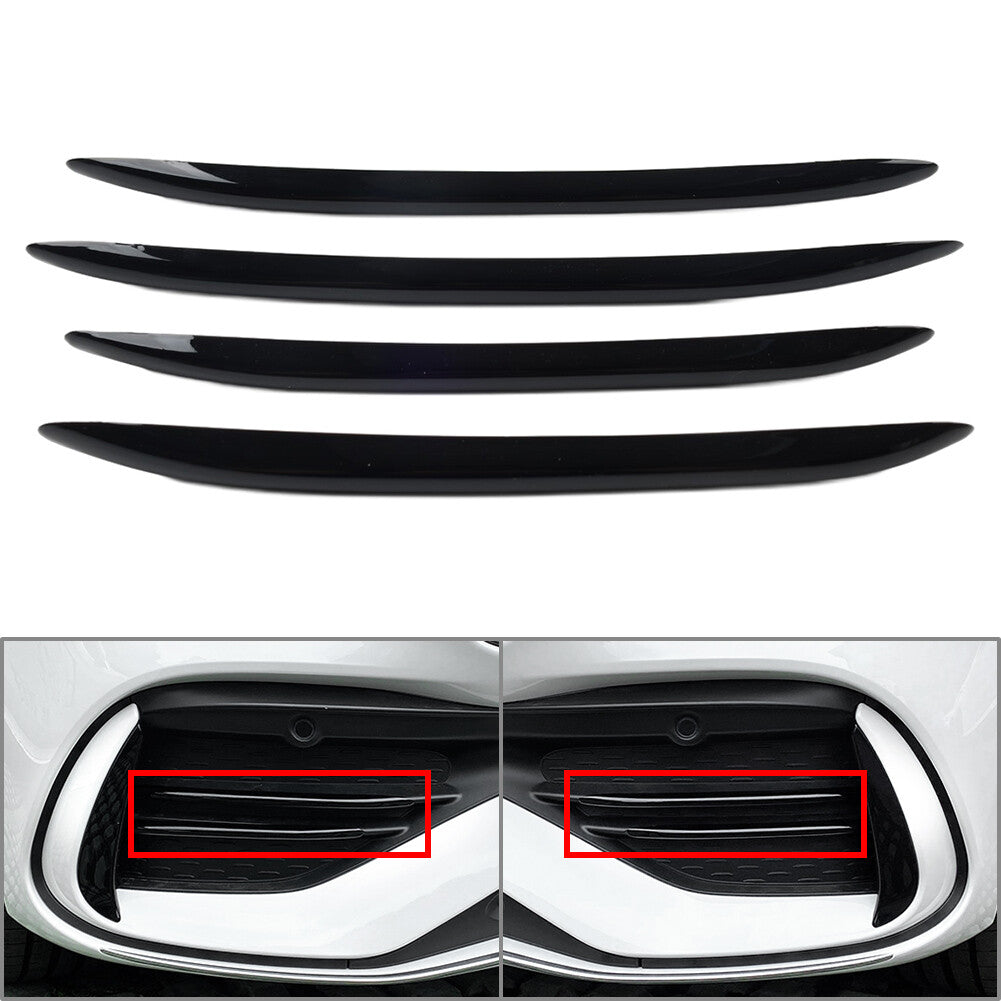 Fit for Benz C-Class W206 Front Bumper Splitter Fins Body Spoiler Canards Glossy Blk
