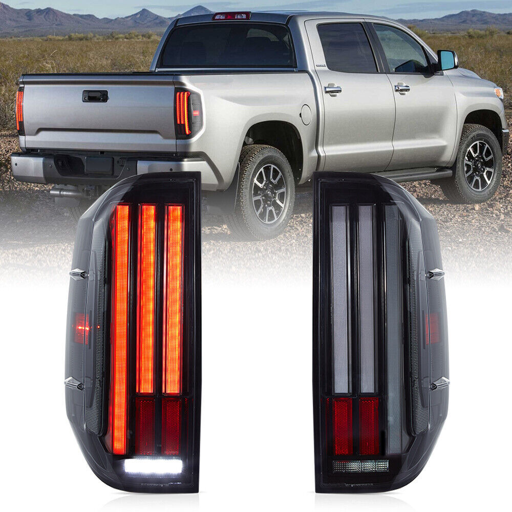 For 2014-2021 for Toyota Tundra Smoked LED Tail Lights w/Start-up Rear Lamps LED DRL