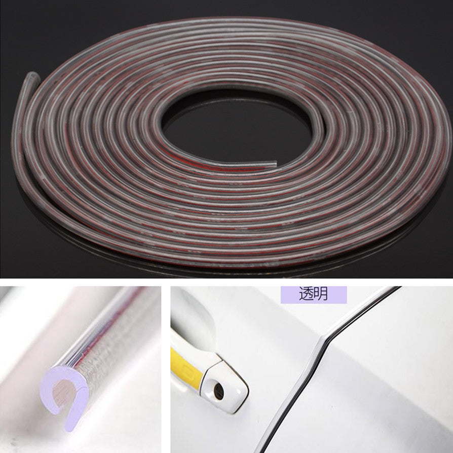 5M Car Door Edge Protector Guard Anti-rub Strip Cuttable U Clip Transparent Pad