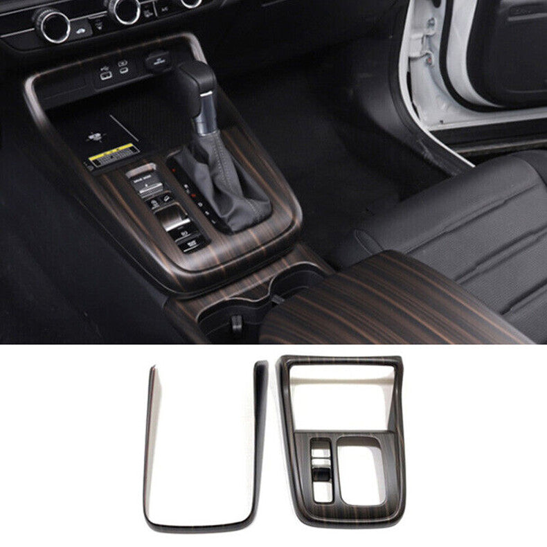 Wood Grain Console Gear Shift Box Panel Cover Trim 2pcs for Honda CR-V 2023-2024