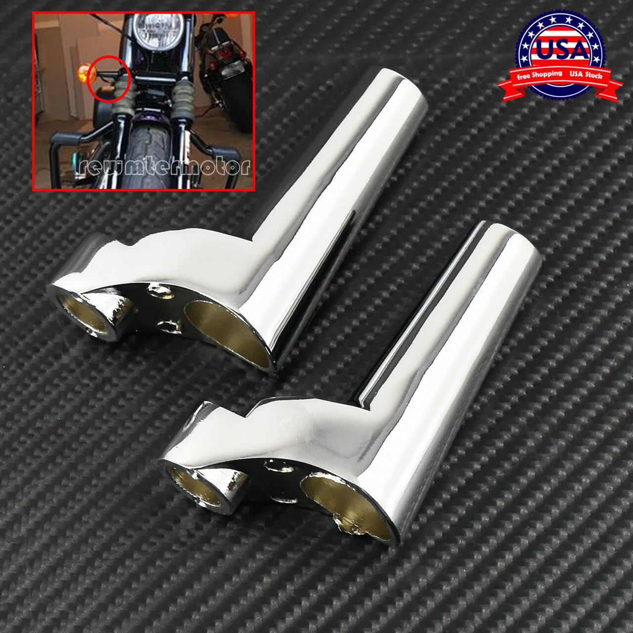 Front Turn Signal Mounts Relocation Kit Fit for Harley Sportsters 88-up Chrome