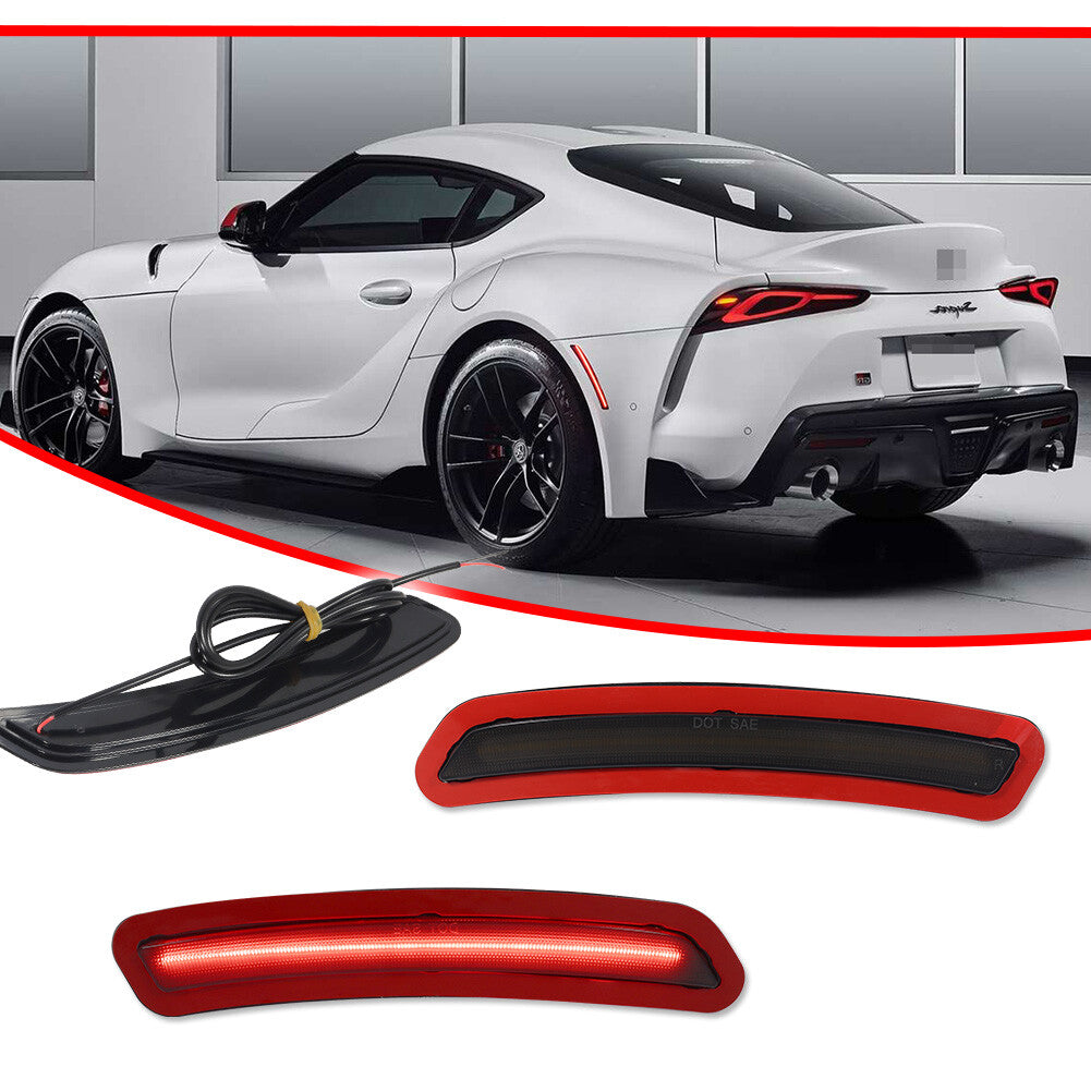 Smoked lens rear side marker light with red LED light applicable to 2020-2024 for Toyota GR Supra