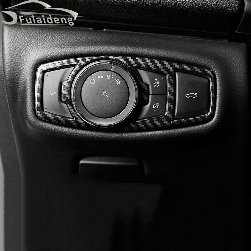 for Lincoln MKZ 2017-2020 Carbon Fiber Inner Headlight Switch Frame Cover Trim