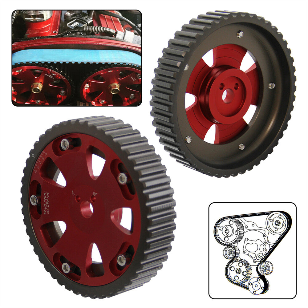 2PCS Adjustable Cam Gear for Mitsubishi Lancer EVO 1-9 Eclipse DSM 4G63 Red