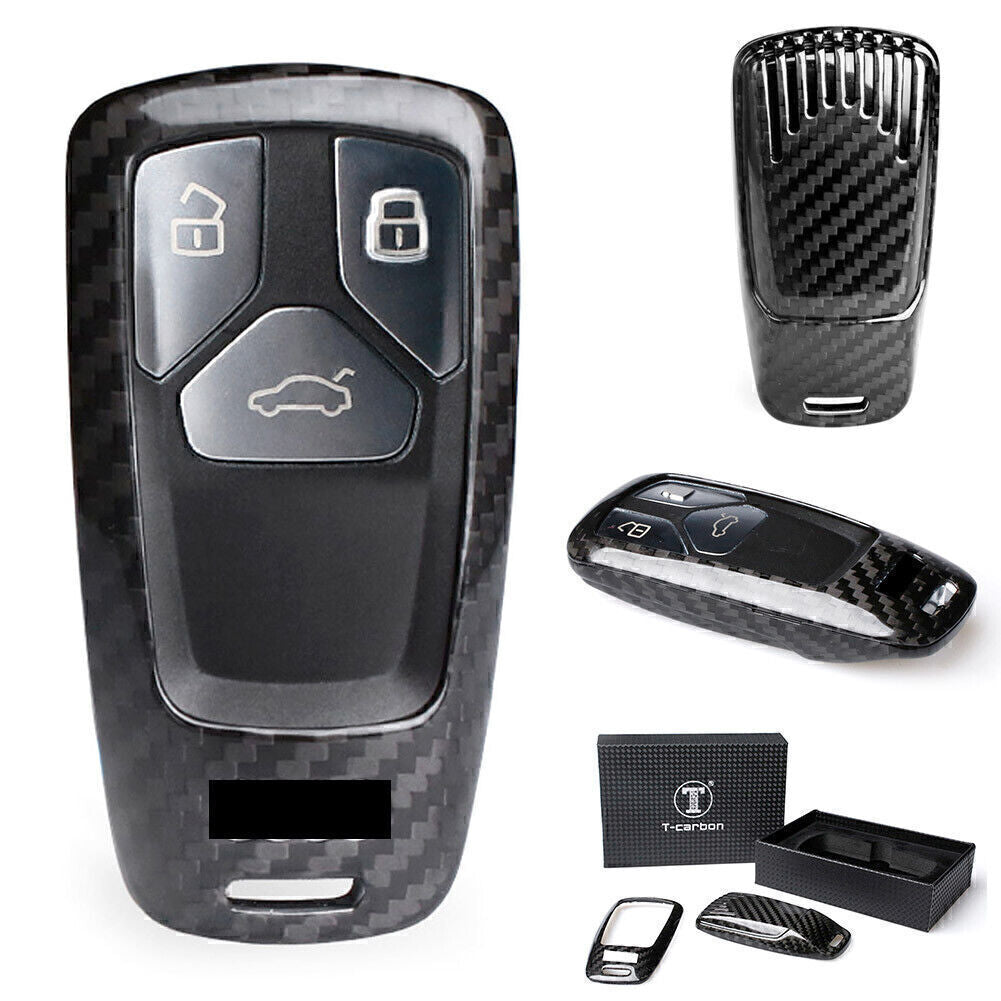 Black Carbon Fiber Auto Remote Key Fob Shell Case for 2016-up for Audi A4 A5 TT Q7