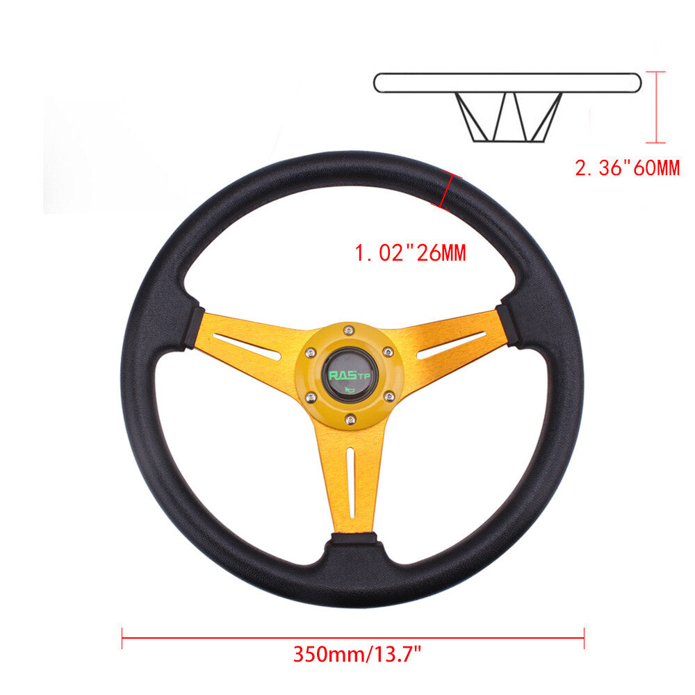 350mm Gold for Golf Cart Steering Wheel Accessories+Silver Adapter For Club car for DS