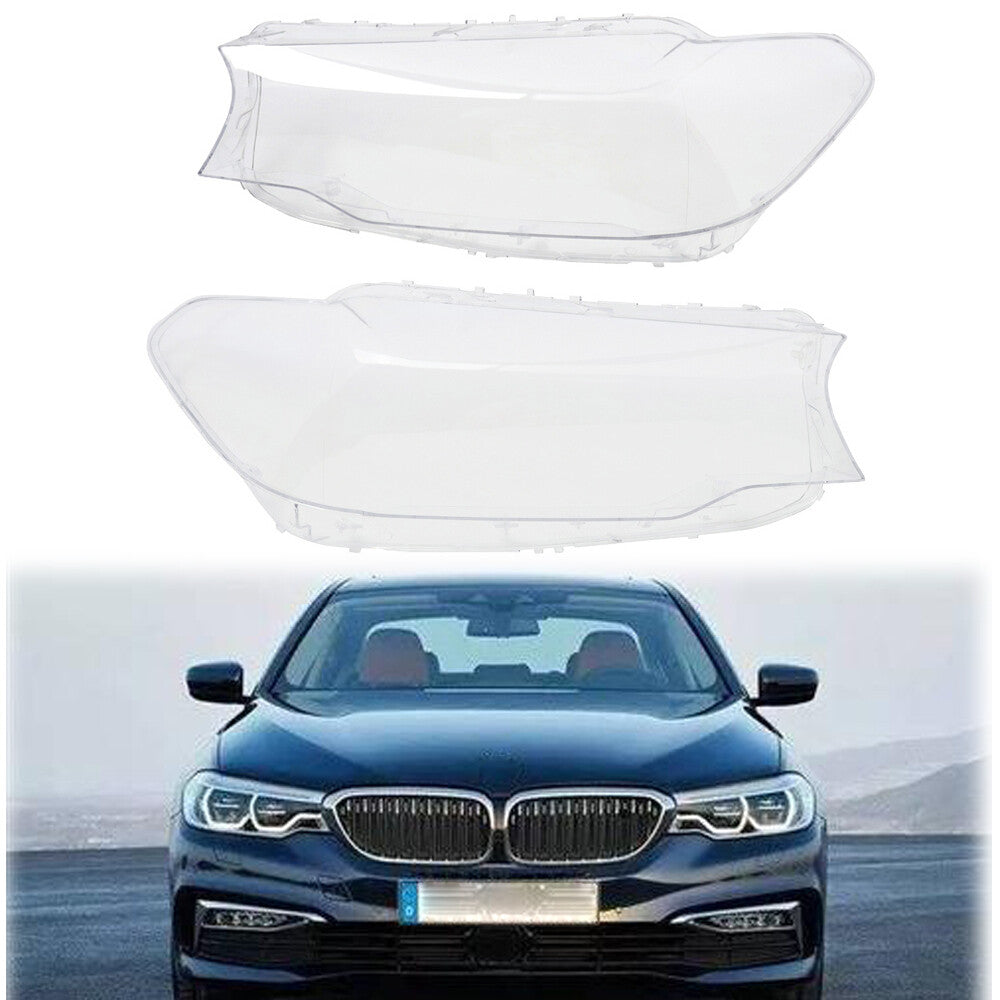 Pair Headlight Headlamp Lens Cover LH+RH For 5 Series for BMW G30 G31 G38 2017 2018