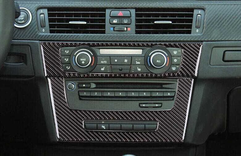 for BMW M3 E90 2008-2013 Real Carbon Fiber Console CD Button Control Frame Trim
