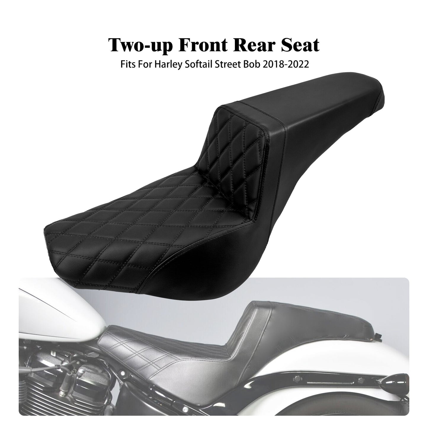 Driver Rider Passenger 2-Up for Seat Cushion Fit for Harley Softail Street Bob 18-23