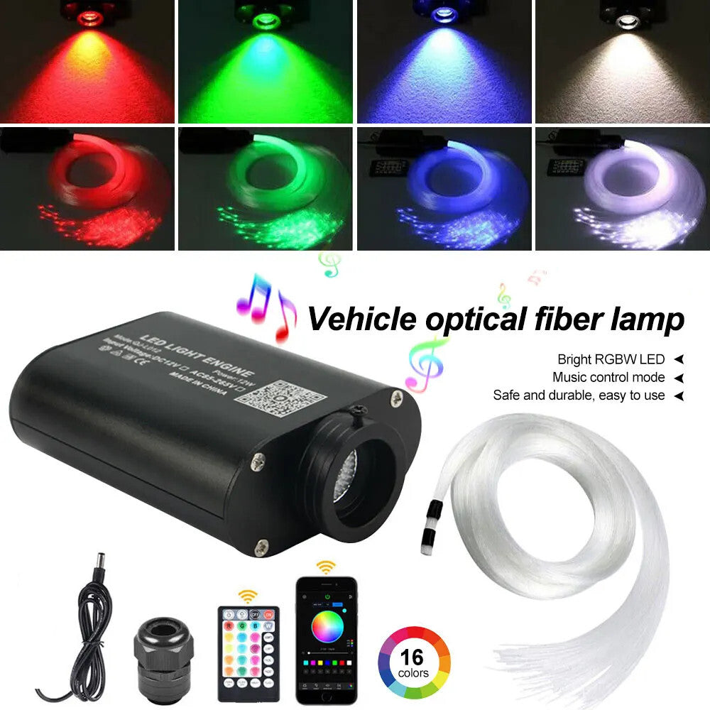 Car DC12V Twinkle APP 12W RGBW LED Fiber Optic Cable Star Starry Sky Light Kit