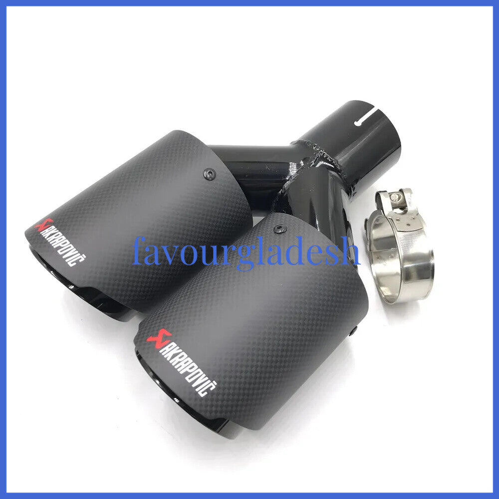 1PCS: ID:2.5 (63mm) OD:3.0 (76mm) Akrapovic Carbon Fiber Exhaust Tip Dual Pipe