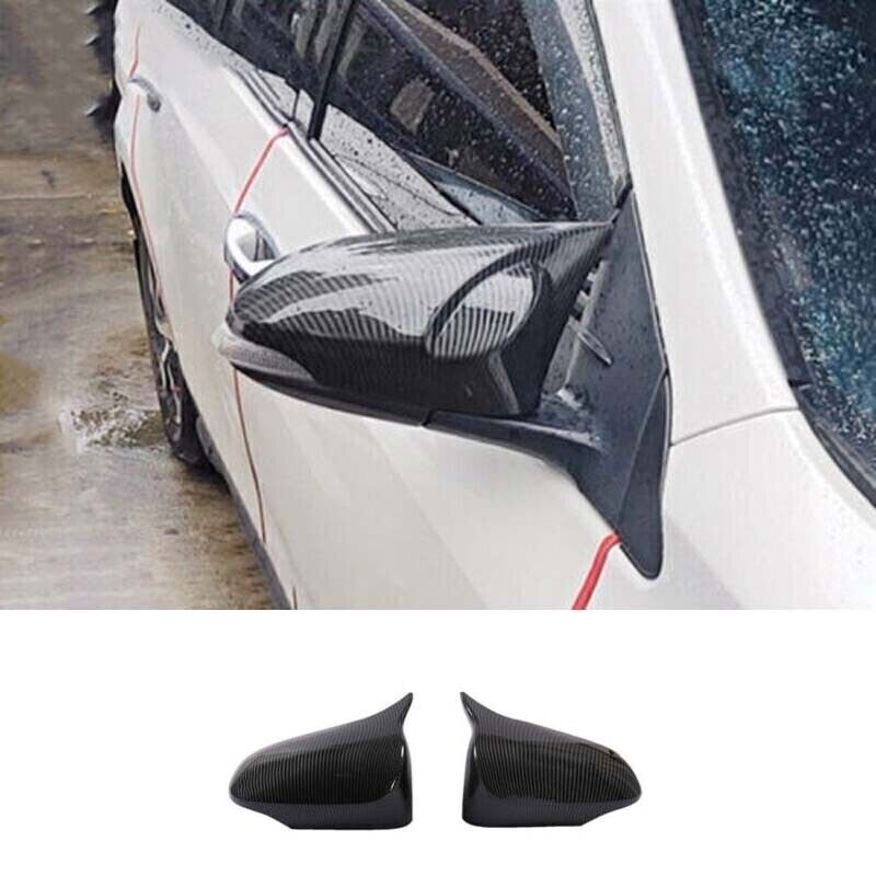 for Toyota for Corolla 14-19 Carbon Fiber Style Ox Horn Rear View Mirror Cover Trim