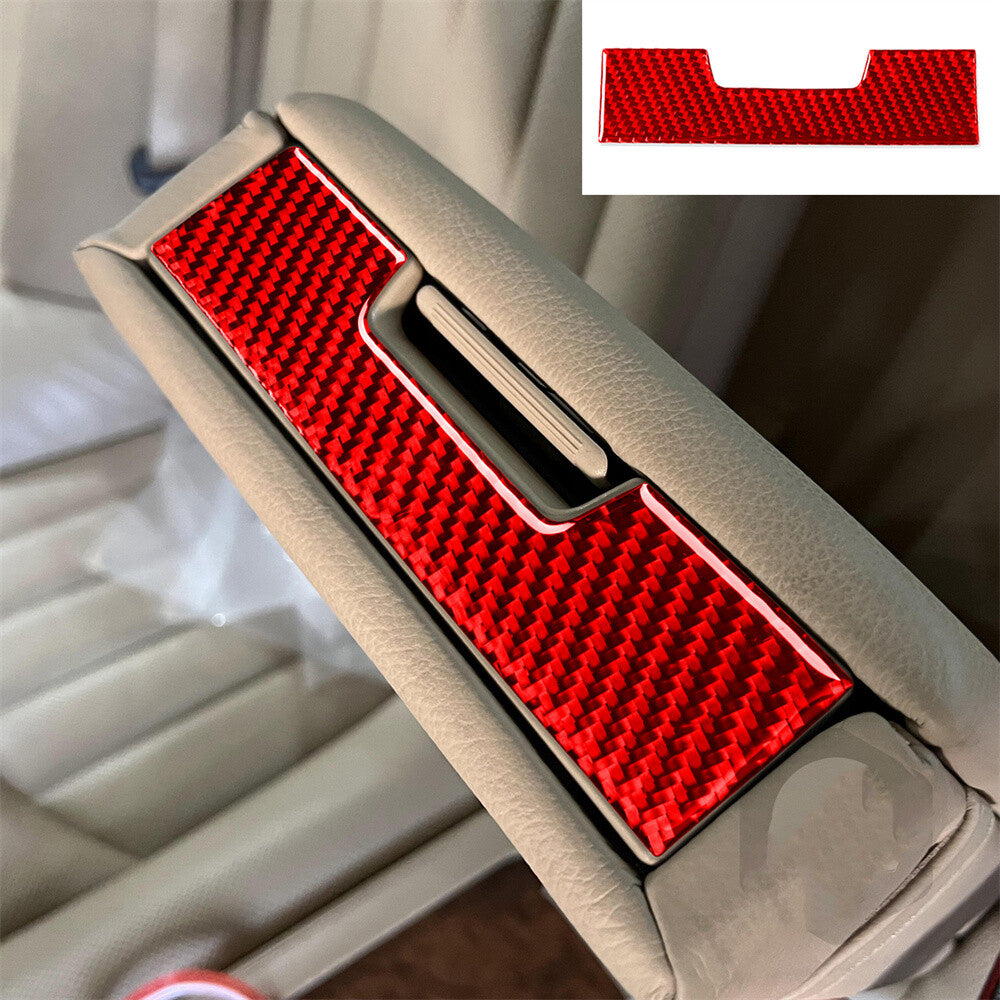 Red Carbon Rear Armrest Box Switch Panel Cover for Benz CLS Class C219 2004-2009