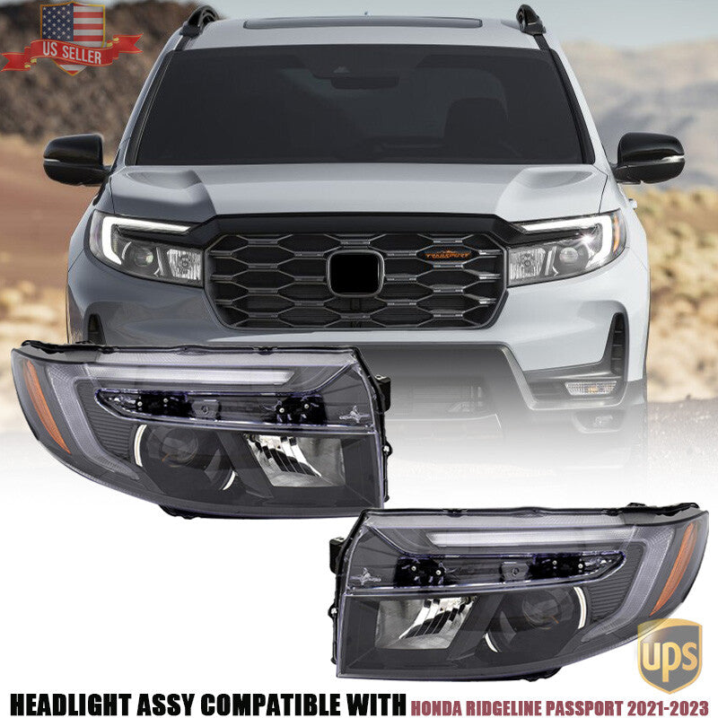 Headlight W/ 7-Pin Plug for Honda Ridgeline Passport 2021-23 Driver Passenger