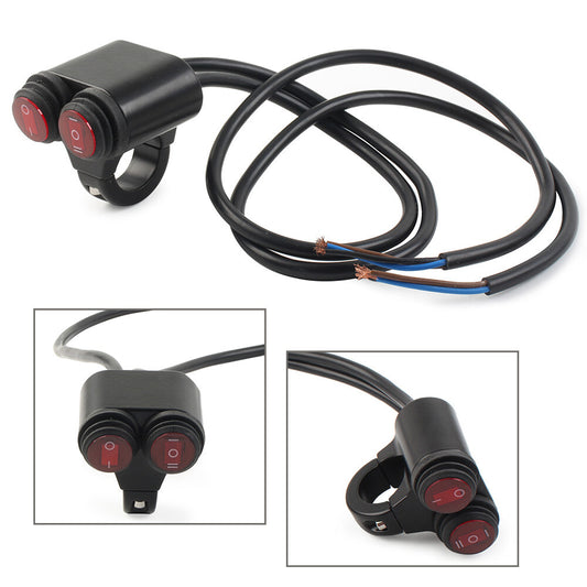22mm Motorcycle Handlebar Headlight Fog Spot Light Dual On Off Switch 12V