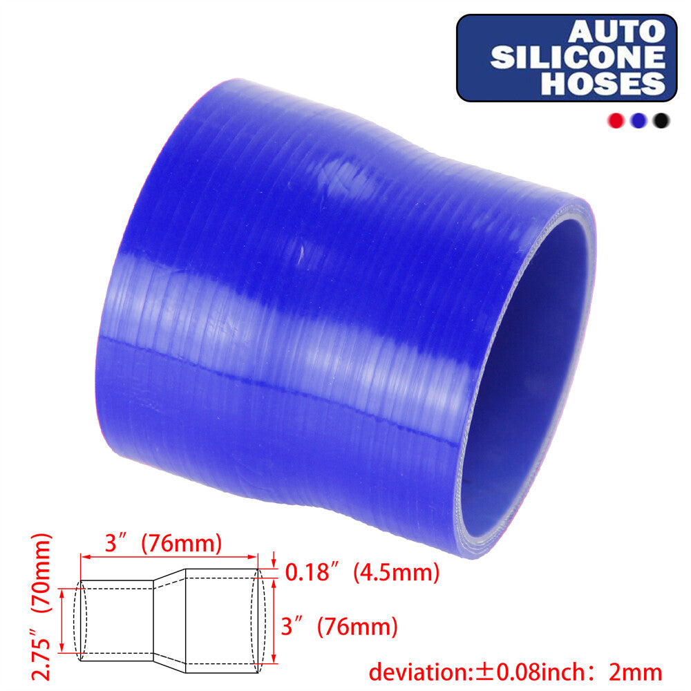2.75 to 3 70mm -76mm Silicone Reducer Coupler Turbo Hose For Air Water Tank