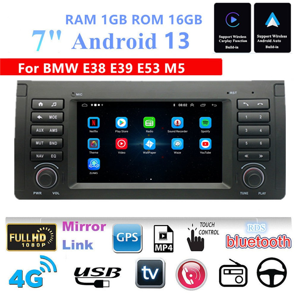 7Android 13 1+16GB Car Stereo Radio GPS Navigation for BMW E38 E39 E53 M5 for X5