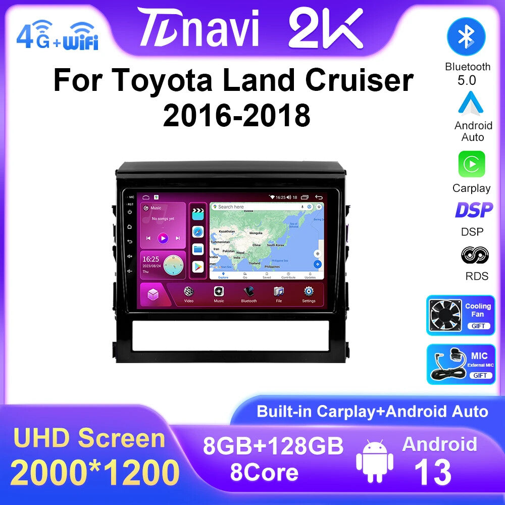 for Toyota for Land Cruiser 2016-2018 Android Car Radio Carplay GPS Player Screen