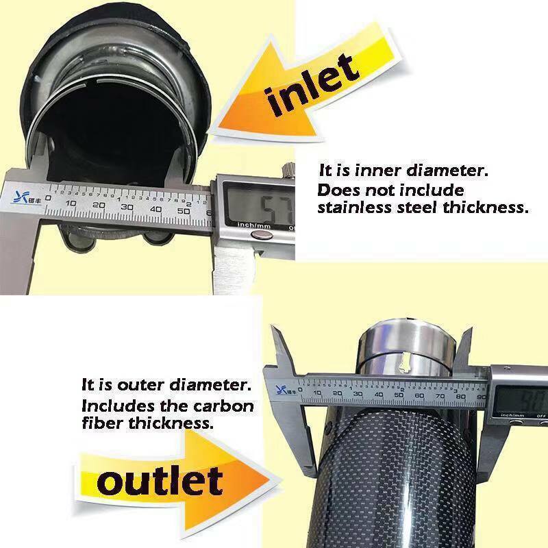 1X ID:63mm OD:115mOval Slanted Akrapovic Carbon Fiber Exhaust tip muffler pipe