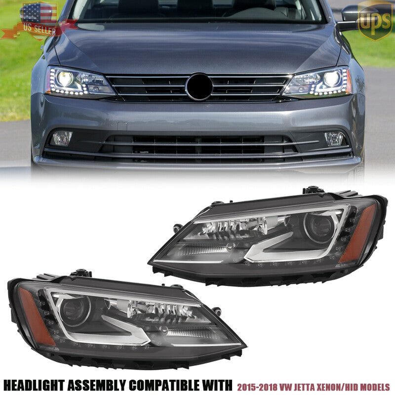 Xenon/HID Headlight Assembly w/LED DRL Left Right Side For 2015-2018 for VW for Jetta