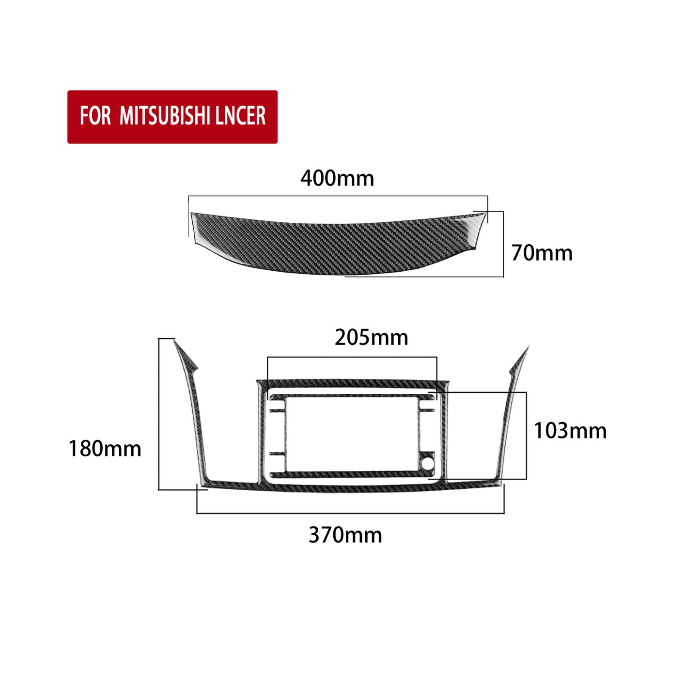Carbon Fiber GPS Navigation Panel Cover Trim for Mitsubishi Lancer 2008-2015