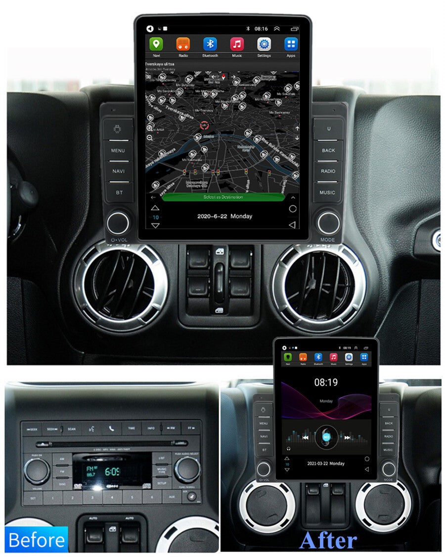9.5 Stereo Radio GPS Nav for Jeep for Wrangler 2007-16 for Dodge for Ram 1500 Durango 09-11