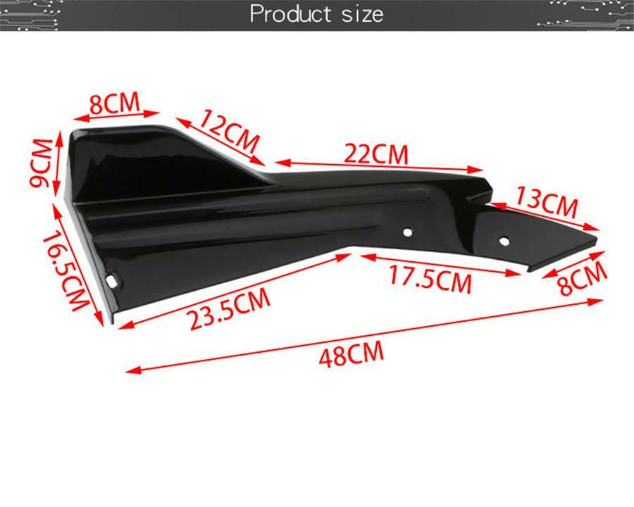2-Piece Car Rear Bumper Boiler Lip Separator Diffuser Wing Gloss Black