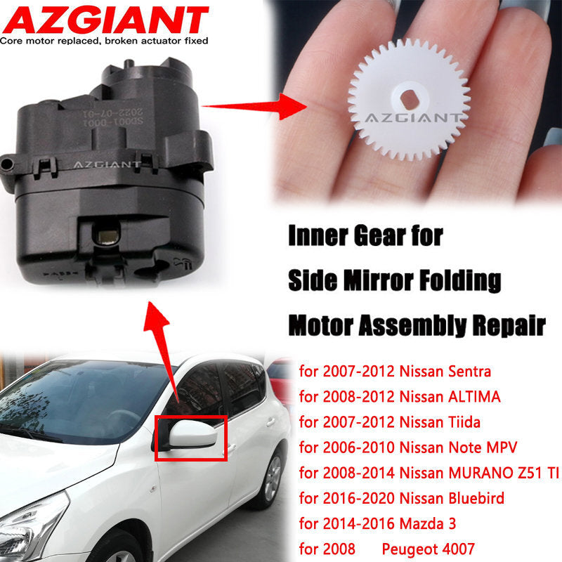 Folding motor gear for car side mirrors suitable for Nissan Tiida Sentra 2007 - 2012