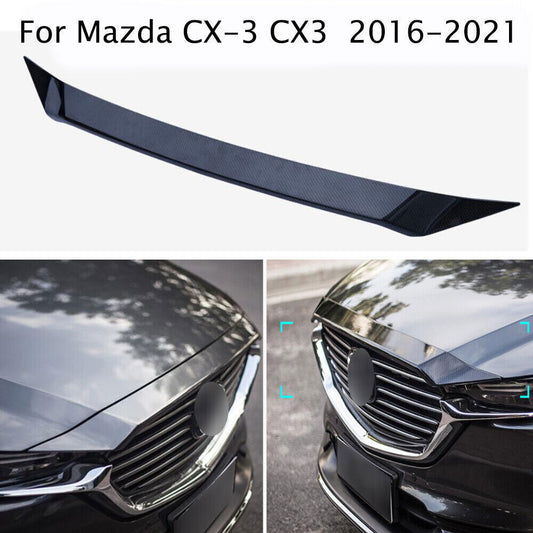 1P Carbon Fiber Front Hood Bonnet Grille Lip Cover Trim for Mazda CX-3 CX3 16-21