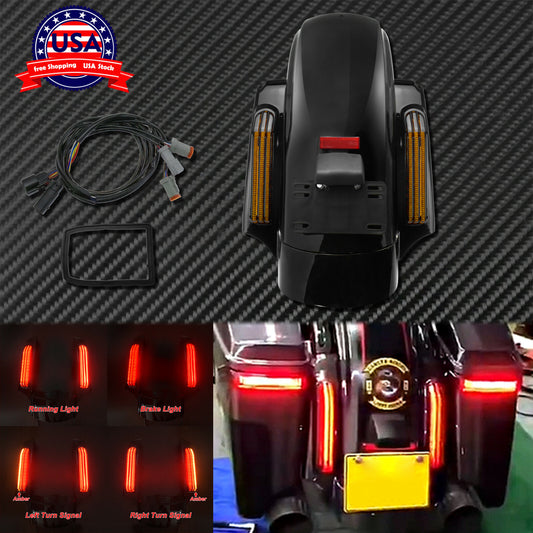 Motorcycle LED Rear Fender System W/Amber Lens Fit for Harley Touring 2014-2020