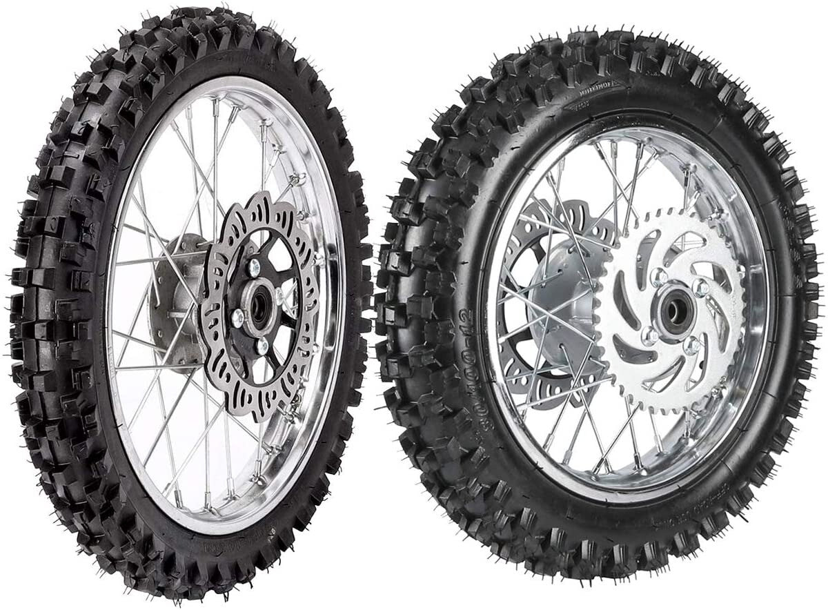 14-inch front 60/100-14 + 12-inch rear 80/100-12 tires, rims, brakes; Apollo 125cc CRF110