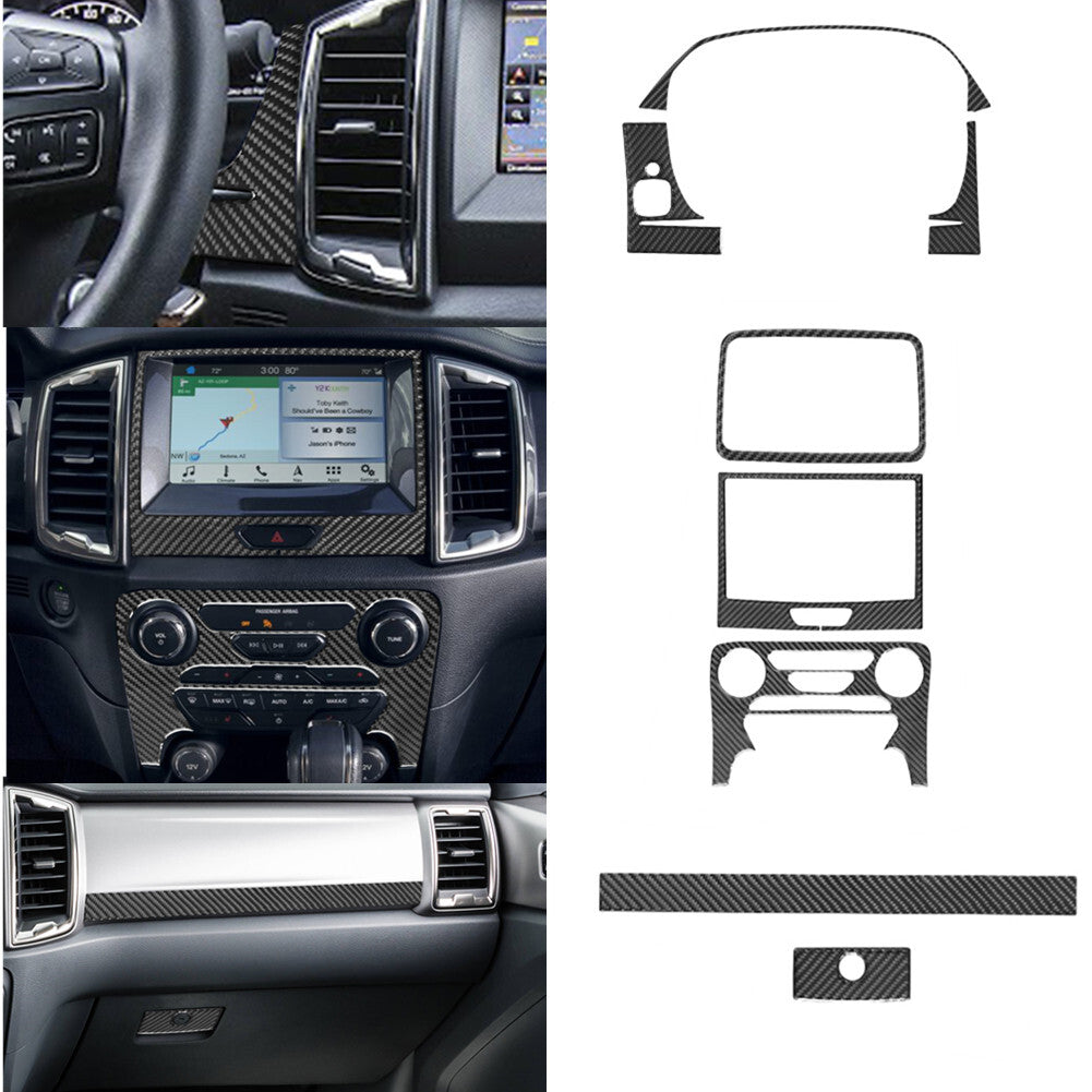 8Pcs Carbon Fiber Set of Dashboard Panel Cover Trim for Ford Ranger 2019-2022