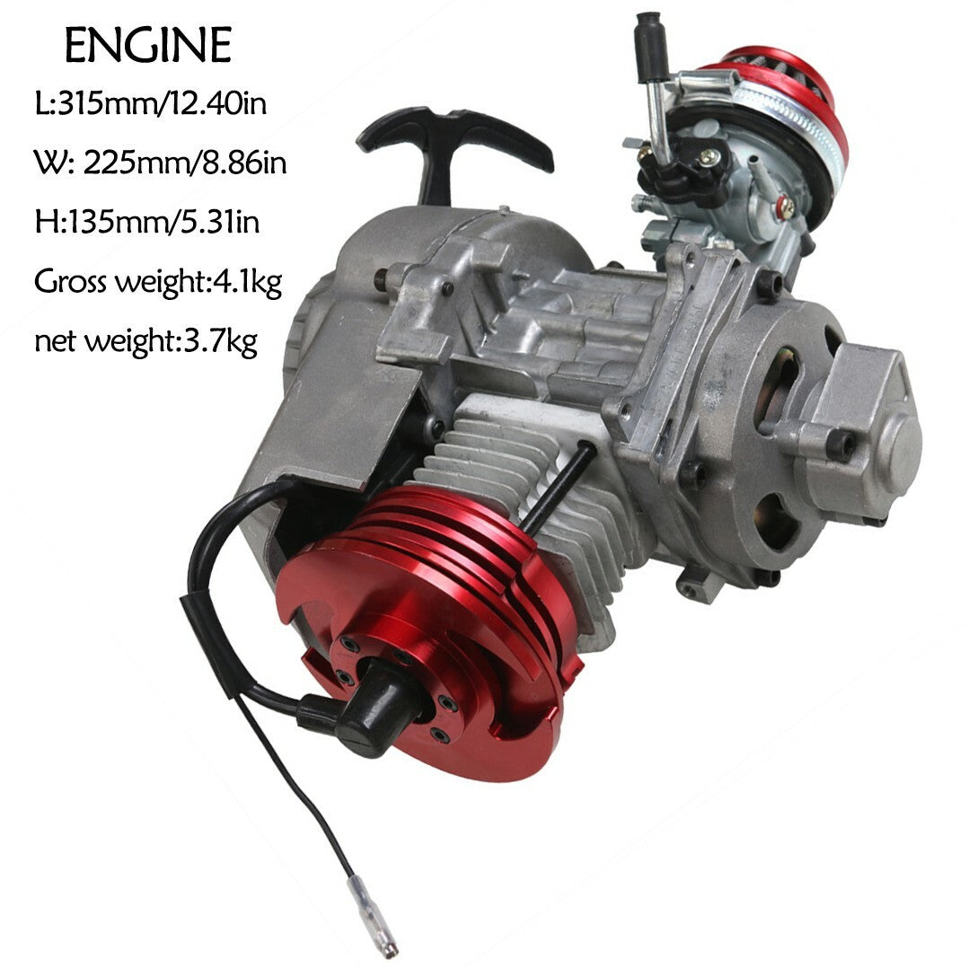 49cc 50cc Big Bore 2-stroke motor electric starter shredder for pocket bicycles and all-terrain vehicles