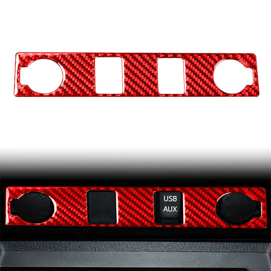 Carbon Fiber Look Cigar Lighter Panel Cover Trim Fit for Toyota Tundra 2014-2021 Red