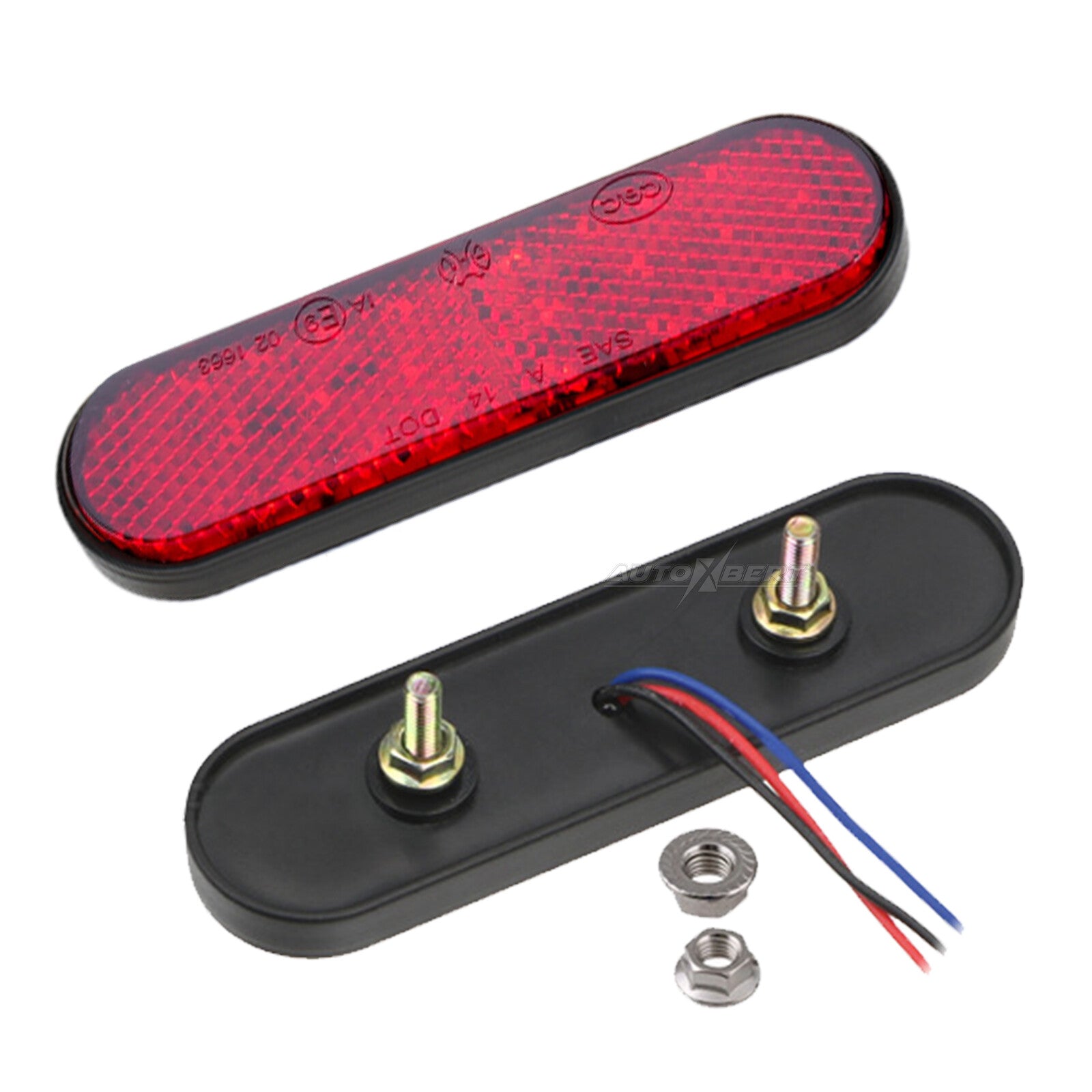 Pair LED Red Tail Brake Light Reflector 12V 24V Motorcycle ATV Fog Lamp Off Road