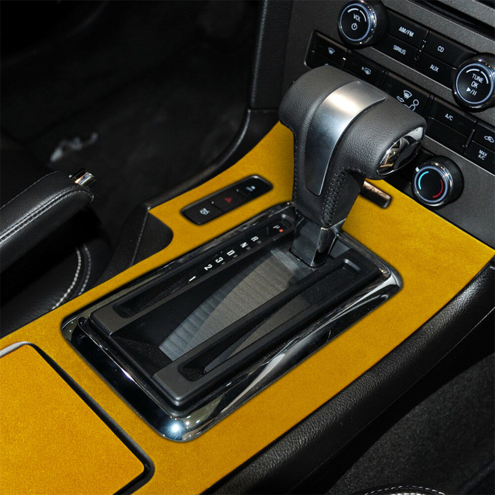 Suede Yellow Center Console Gear Shift Box Panel Trim for Ford for Mustang 2009-2013