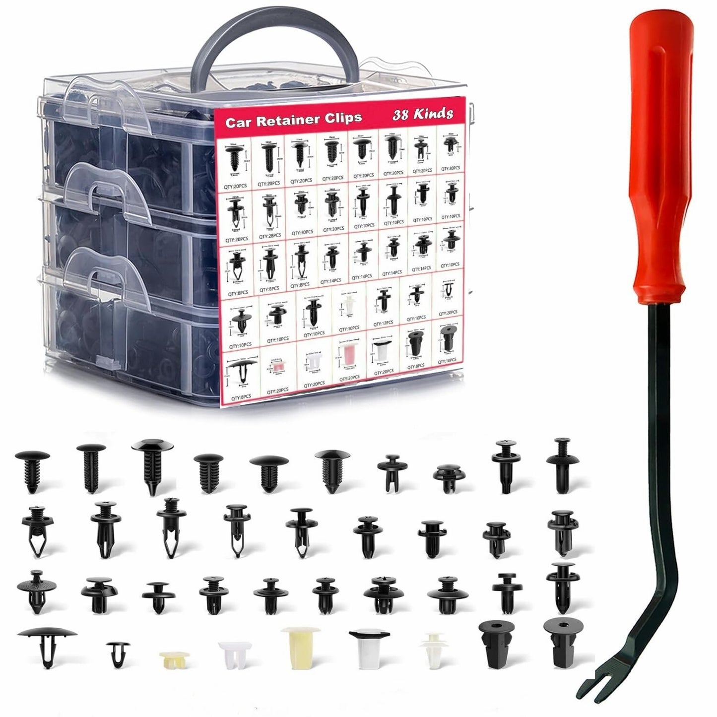 Car bumper retainer clips, 38 popular sizes, car door panel trim clip kits on
