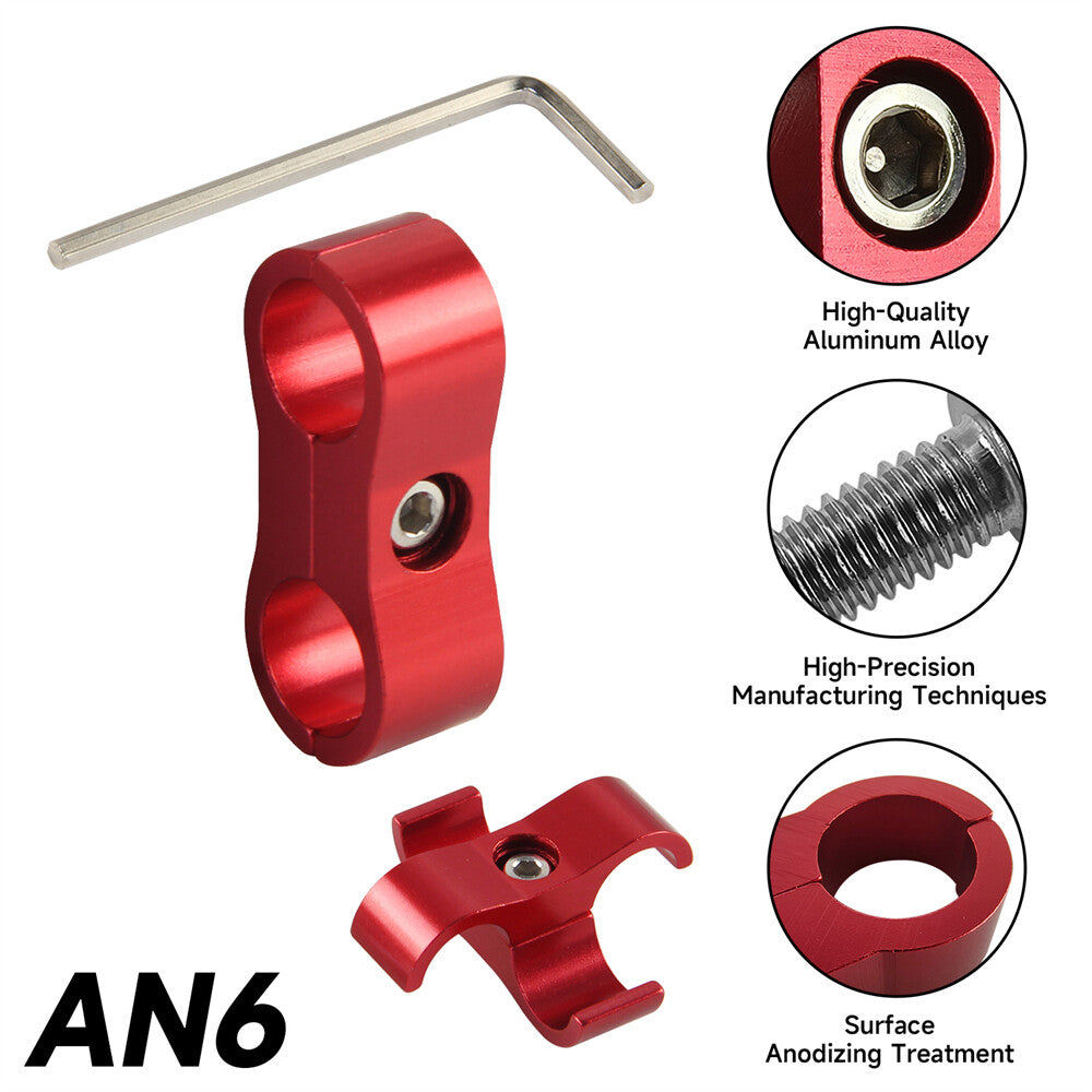 4pcs AN6 Braided Hose Separator Clamp Fitting Adapter Bracket 13.4MM 6AN Red
